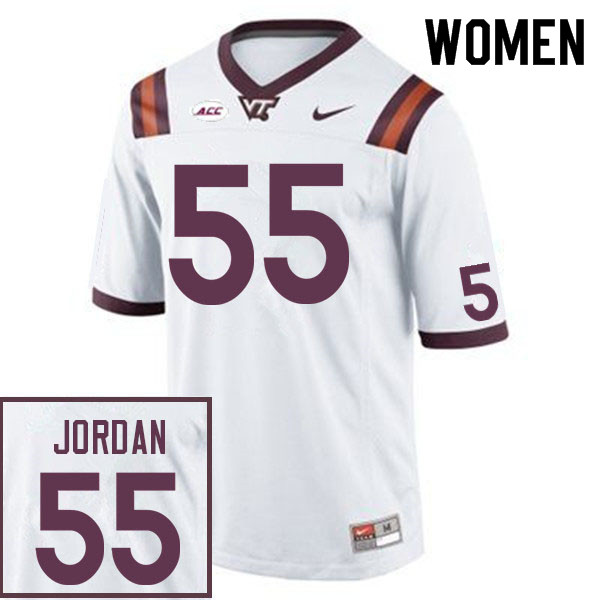 Women #55 Johnny Jordan Virginia Tech Hokies College Football Jerseys Sale-White